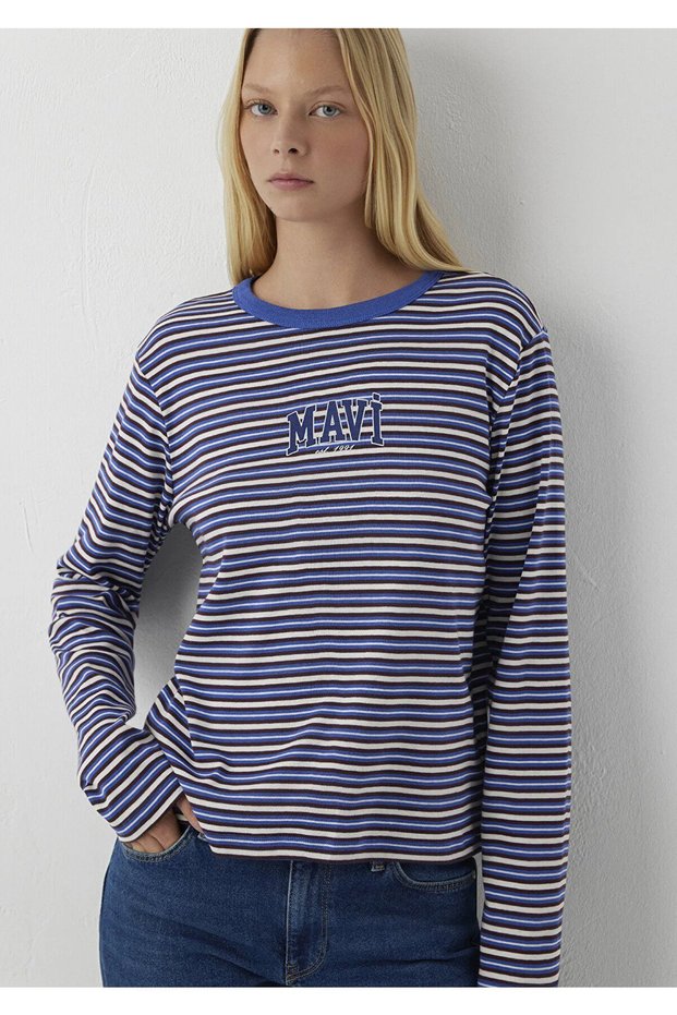 Long sleeved logo t-shirt deep ultramarine