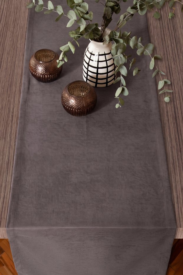 Velvet Textured Matte Silver Modern Runner