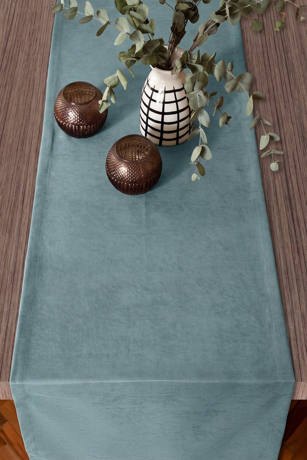 Velvet Textured Mint Modern Runner