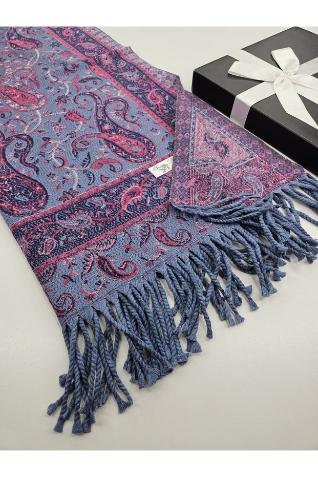 Women's Cashmere Textured Shoulder Shawl and Scarf Royal Paisley Embroidered Patterned Soft Textured Fringed 70 X2 00 cm