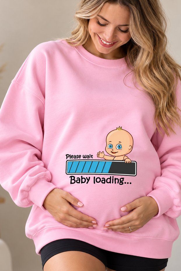 Baby Loading Baby Printed Maternity Oversize Sweatshirt – Crew Neck Casual Daily Sweatshirt