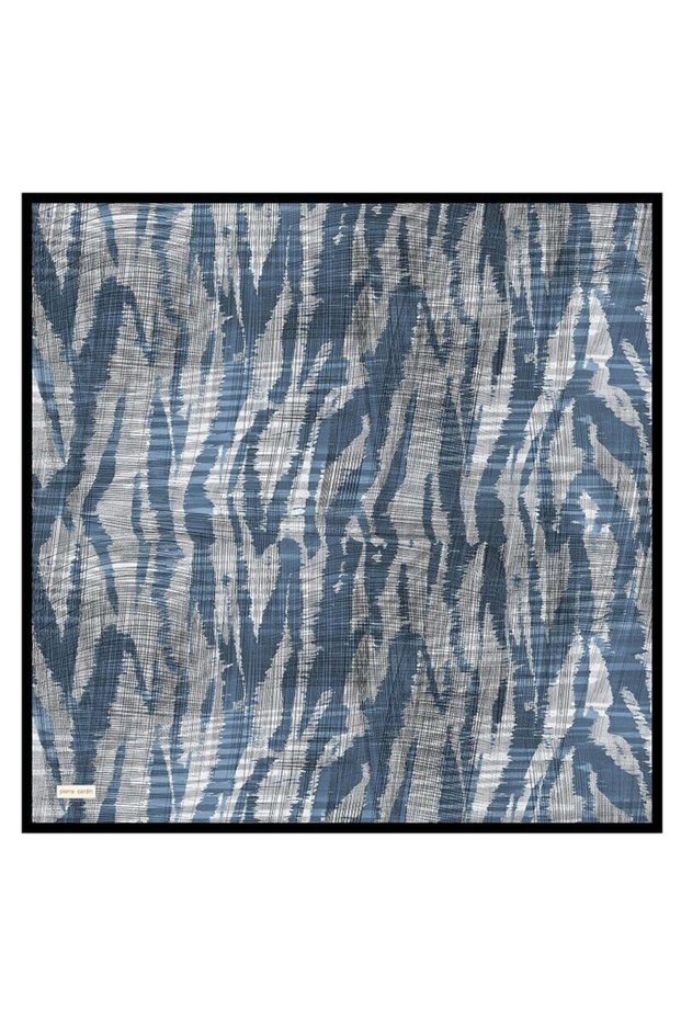 Tivil Pure Silk Scarf 9216438 913 Navy Blue Gray Mixed Pattern