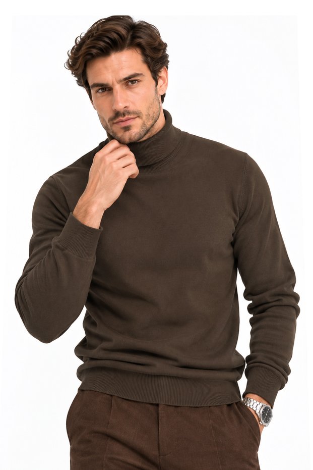 Men's Turtleneck Plain Sweater