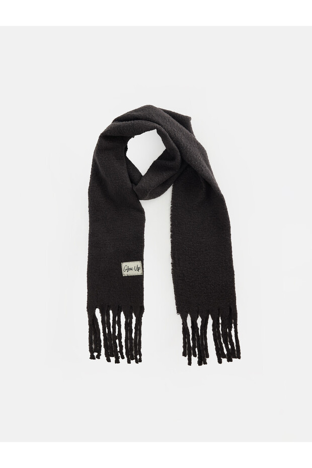 Ozmarka New Season Anthracite Slogan Embroidered Women's Scarf