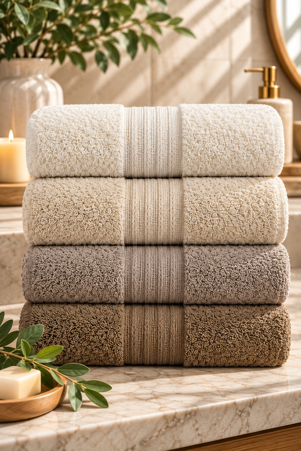 Set of 4 Cotton Hand and Face Towels
