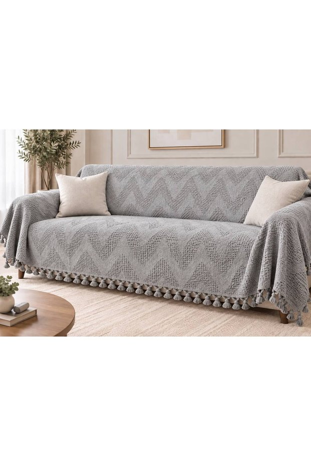 Sofa Cover / Bedspread Light Gray Elite Jacquard 100% Cotton 200X230 cm