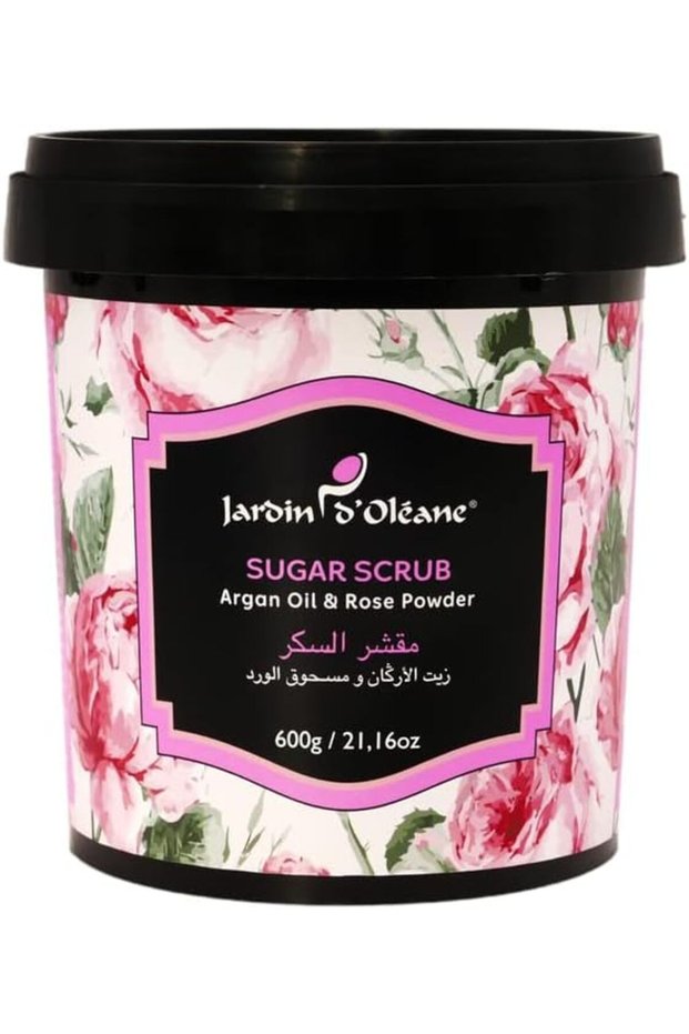 Sugar Scrub Moisturizing and Exfoliating Body, Face, Hand, Foot Scrub Fights Acne Scars, Stretch Marks, Fine Lines and Wrinkles (Argan Oil and Rose Powder), 600.0 grams, 1