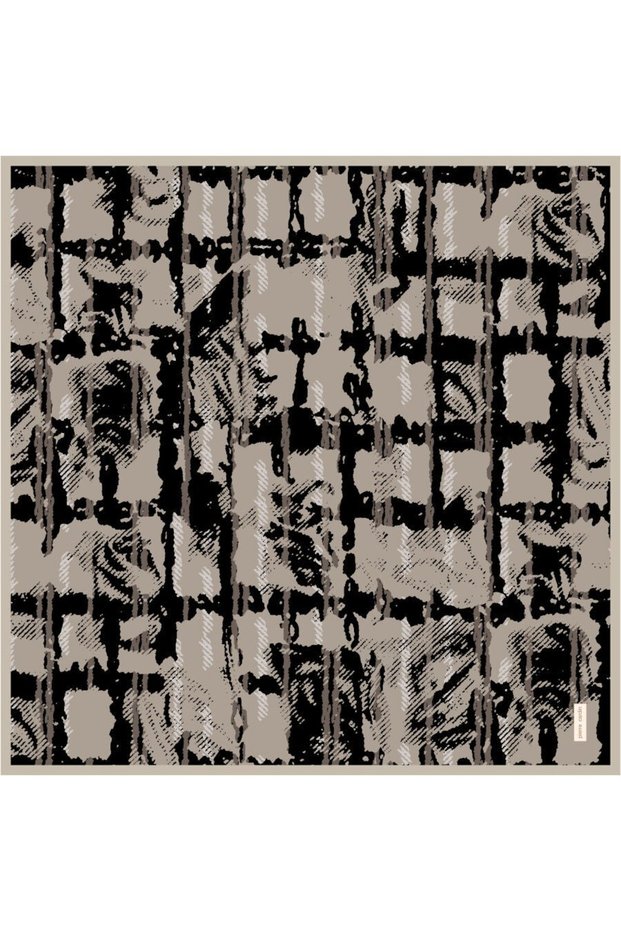 Sura Pure Silk Scarf 9219230 331 Mink Black Mixed Pattern