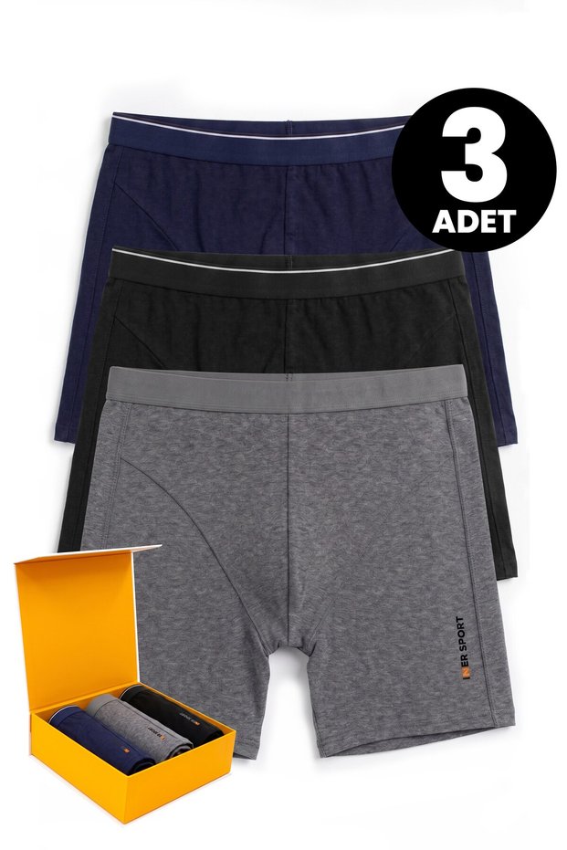 Premium Men's 3-Piece Cotton Boxer Gift Boxed Sport Flexible (134003-3)