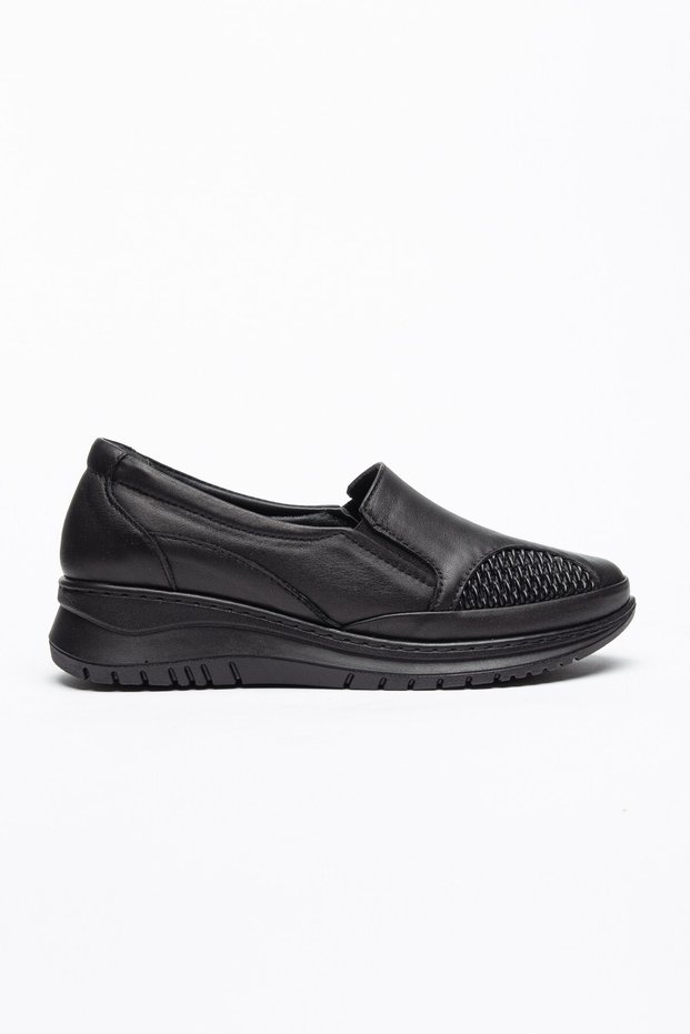 Genuine Leather Orthopedic Women's Casual Shoes Black Wedge Heels