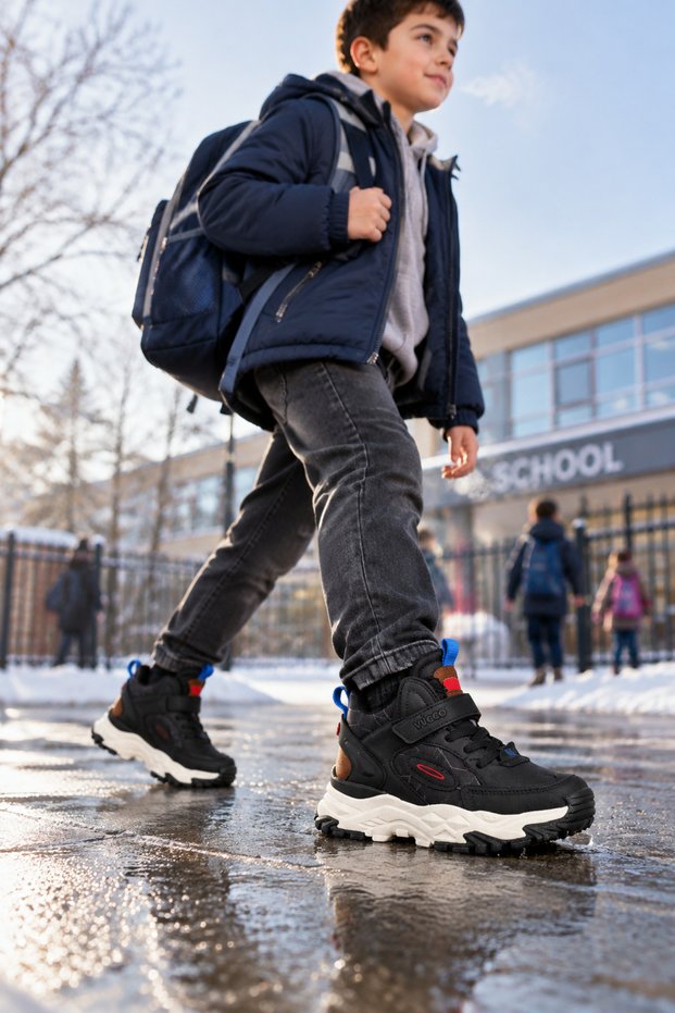 Trs-7517 Anatomical Sole Boys' Black Color Daily Use Winter Children's Boots