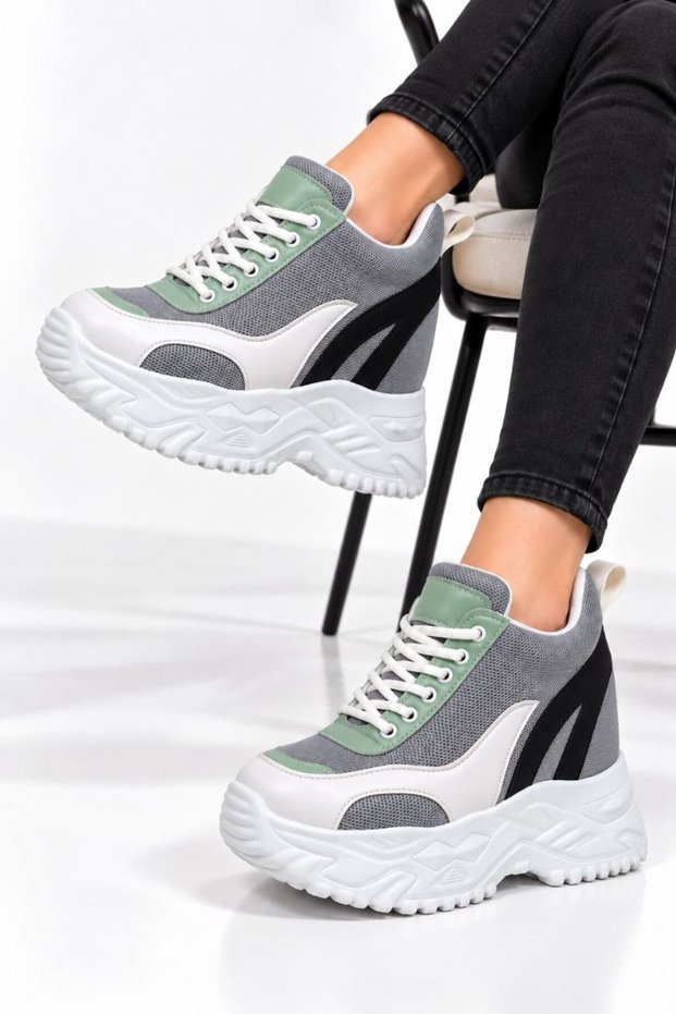 Water Green Hidden Heel Sneakers Increase Height by 10 cm