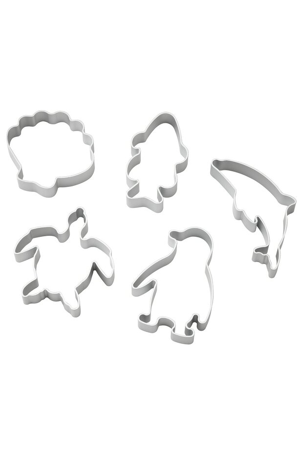 BLÅVINGAD Modelling dough cutters, set of 5 - aluminium-colour
