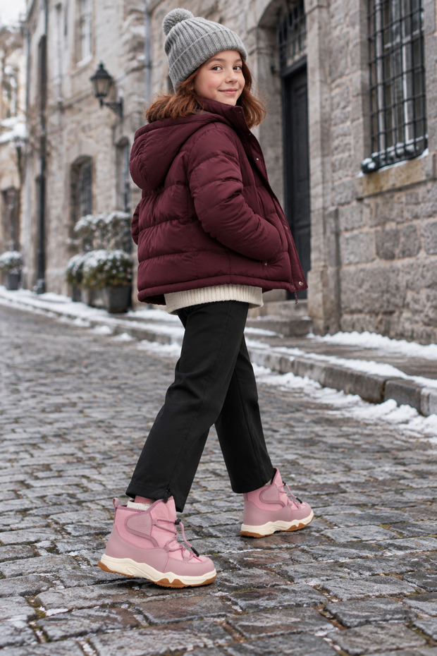 Bl-1907 Anatomical Sole Girls' Pink Color Daily Use Winter Children's Boots
