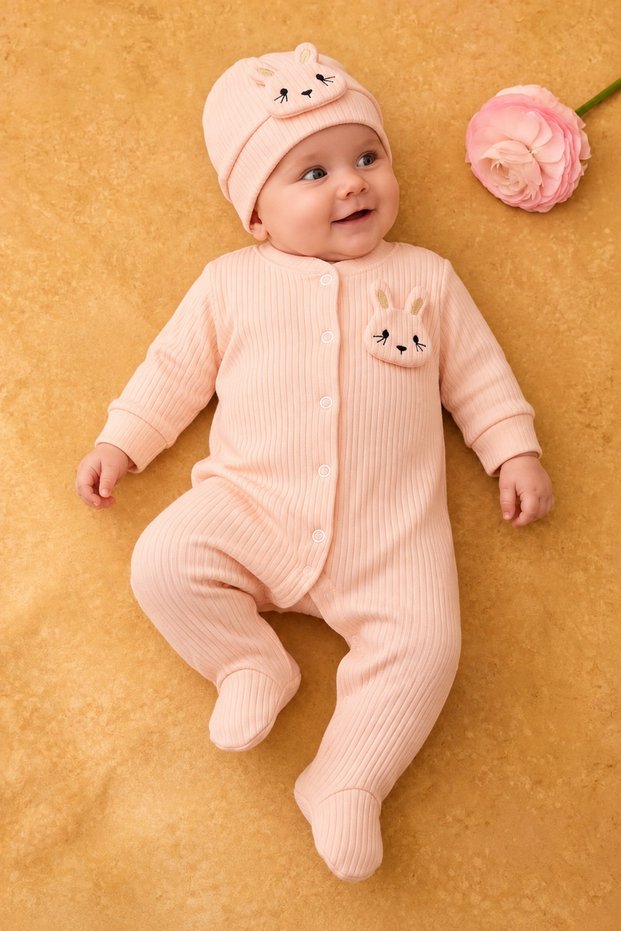 Rabbit Detailed 2-Piece Baby Set