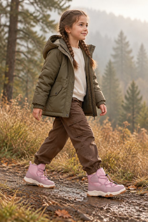 Bl-6409 Anatomical Sole Girls' Pink Color Daily Use Winter Children's Boots