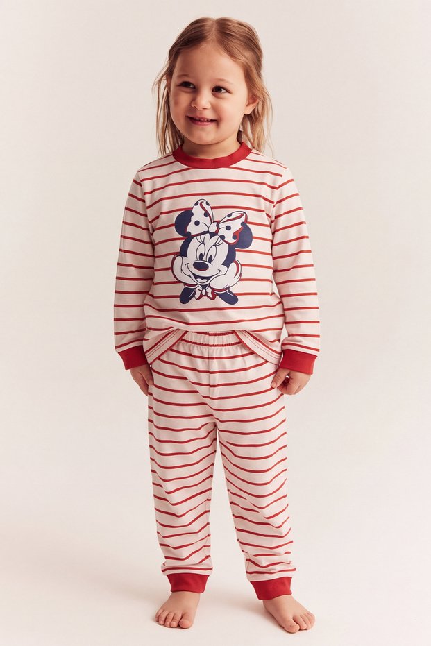 Red Striped Minnie Mouse Printed Pajama Set
