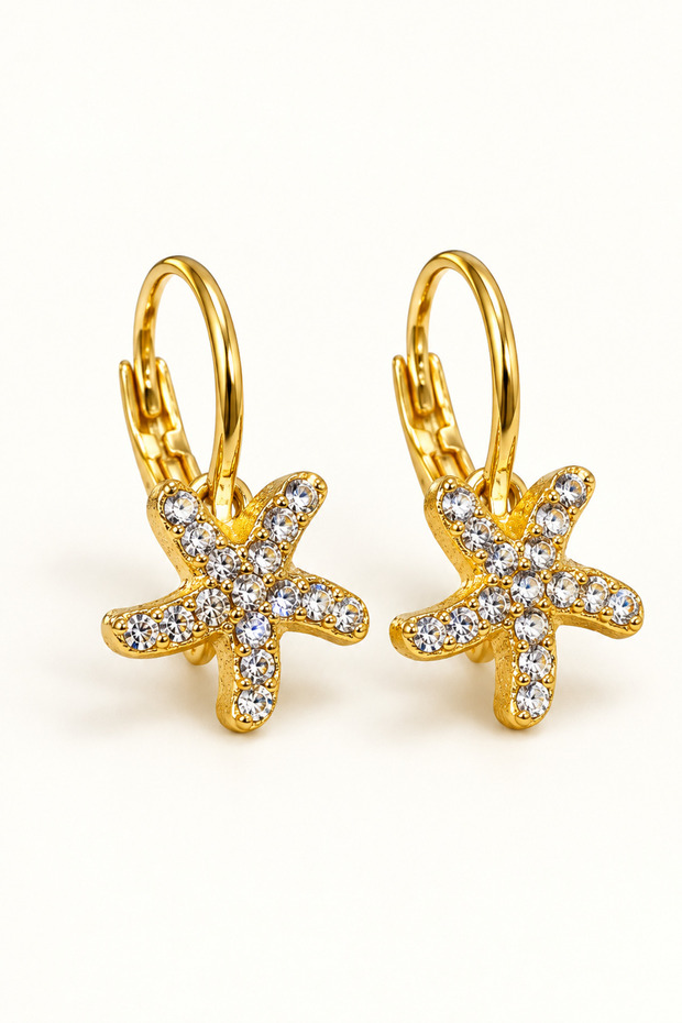 Lotus Flower Rose Heart Star Figured Stone Gold Earrings for Young People and Children – Non-Allergenic Stylish Elegant Earrings