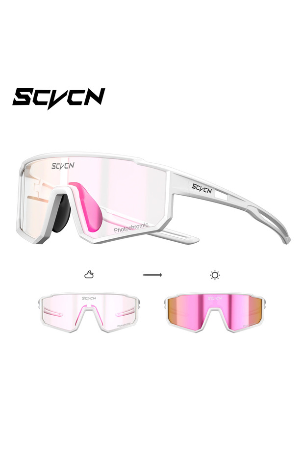 Photochromic-PINK-06 SCVCN Kids Fashion Sunglasses Photochromic UV400 Baseball Glasses Cycling Glass