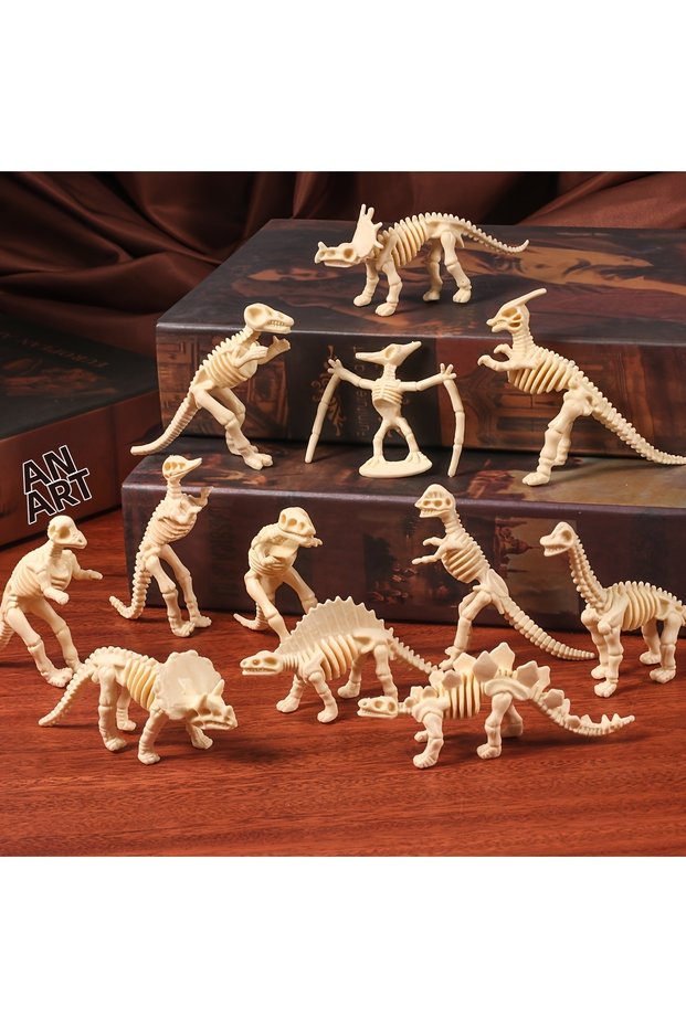 12Pcs Dinosaur Skeleton 7-9 cm Archaeology and Paleontology Stem Activity Kit, Educational Gift for Kids Good Quality