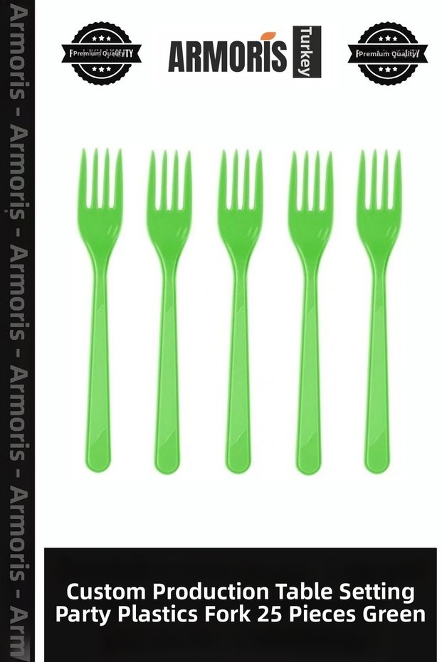Special Production Table Layout Invitation Catering Plastic Forks 25 Pieces Green