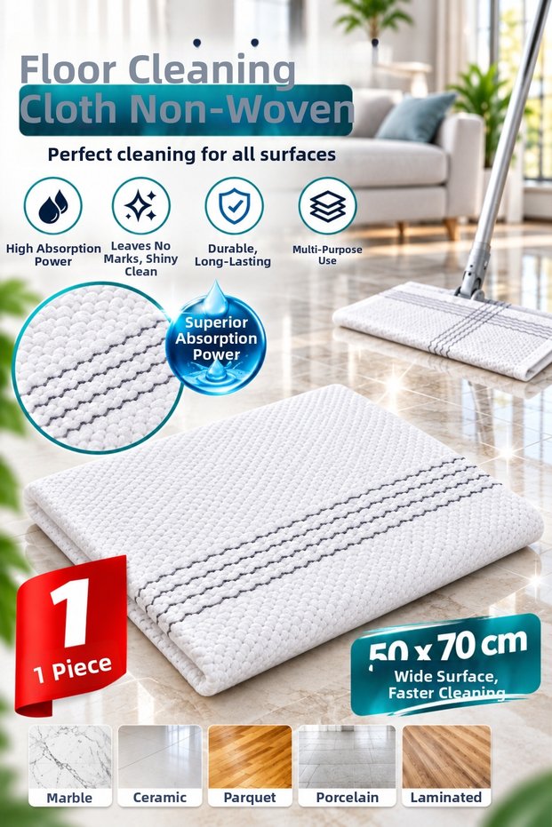 1 Large Size Floor Cleaning Cloth 50X60 cm – Compatible with Mop, Easy to Squeeze Microfiber Cleaning Cloth