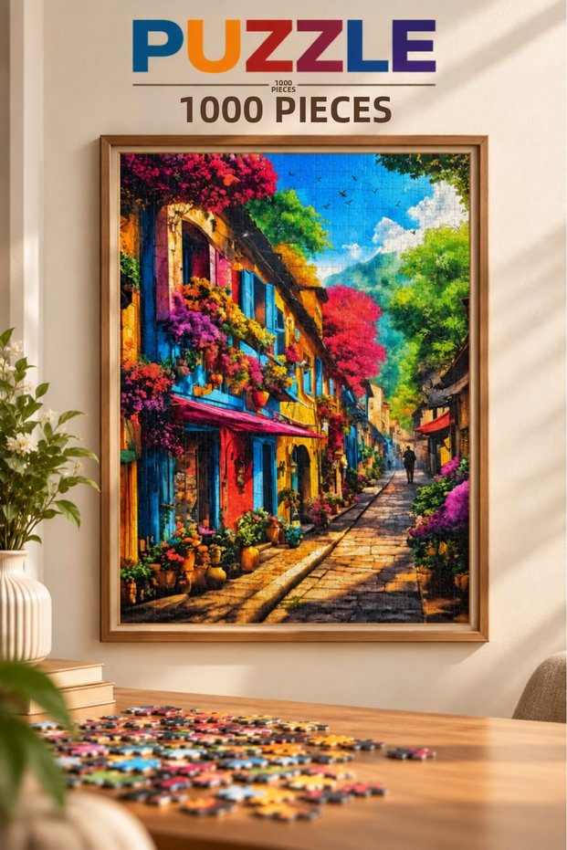1000 Piece Colorful Houses Puzzle 48 X 68 cm High Quality Printing Fun and Educational Puzzle