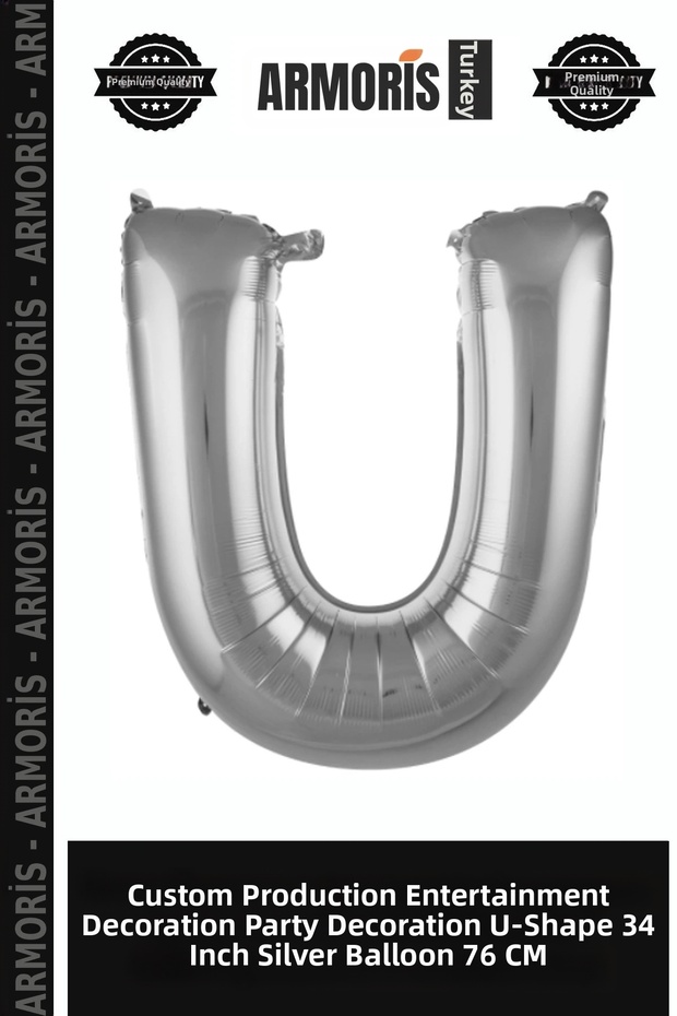 Special Edition Entertainment Decoration Party Ornament U- Letter 34 Pearl Silver Color Balloon 76 cm