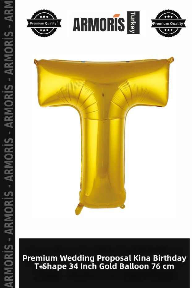 Premium Marriage Proposal Henna Birthday T-Letter 34 Inch Gold Color Balloon 76 cm