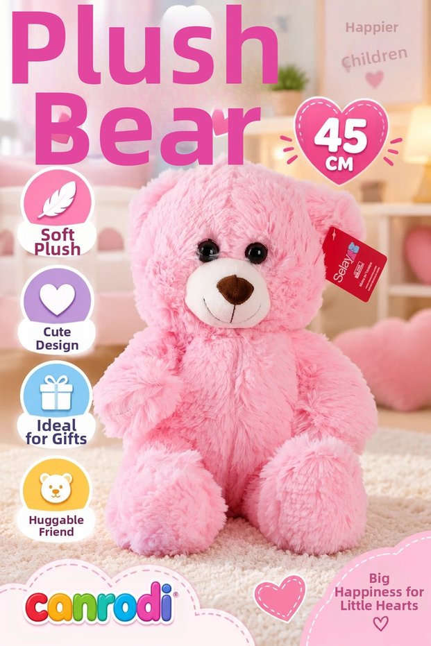 1216P Puffy Salash Bear 45 cm Pink