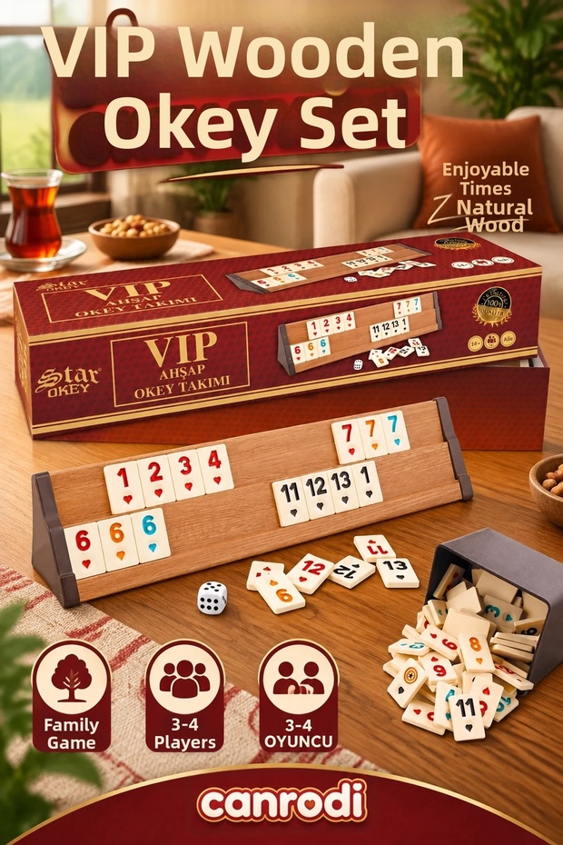 1010464 vip wooden okey set light color, star okey