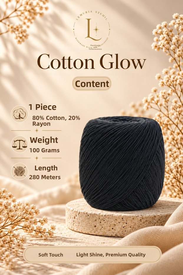 Cotton Glow Cotton Rayon Blended Light Shiny Knitting Yarn 100 Grams 280 Meters