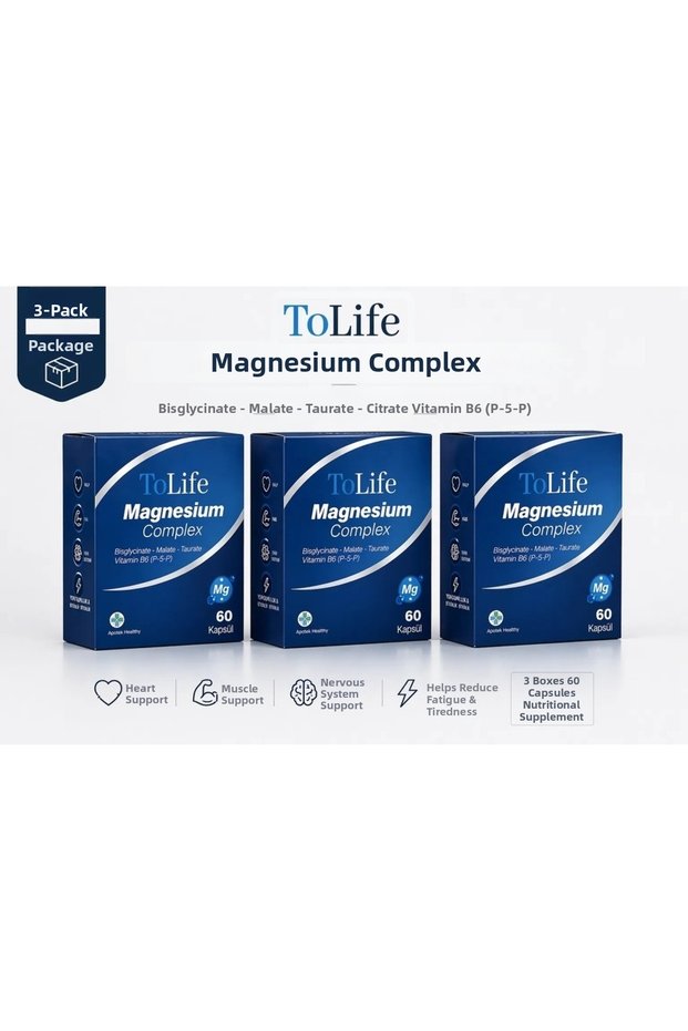 Apotek Magnesium Complex (Bisglycinate-Citrate-Taurate-Malate) and B6 (P5P) 60 Capsules (3 Pieces)