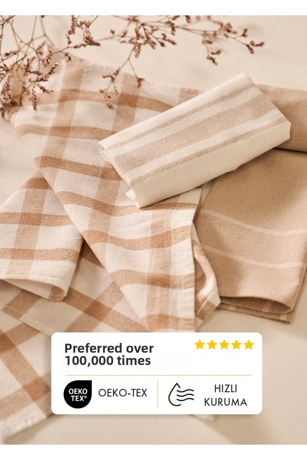 Cotton Liberty Drying Cloth Set of 3 Beige (45X65 cm)