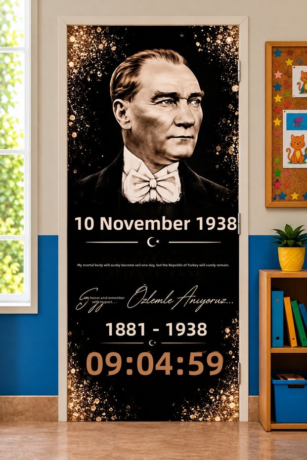 Rubberized Door Decoration, Fabric Door Decoration, 10 November Ataturk, Classroom Door, School Event Door Decoration