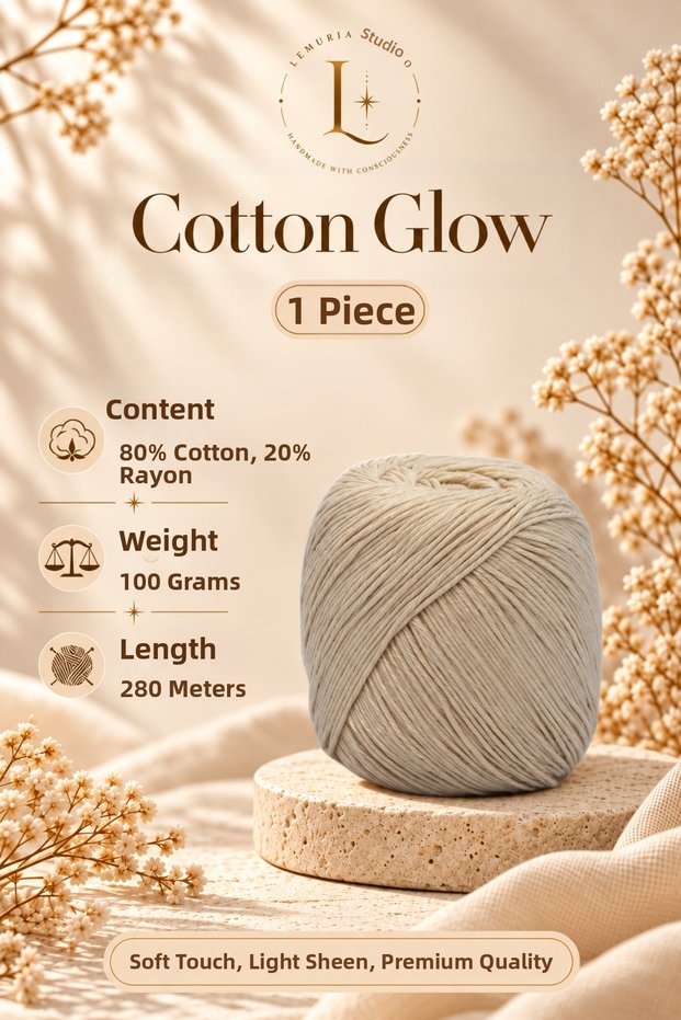 Cotton Glow Cotton Rayon Blended Light Shiny Knitting Yarn 100 Grams 280 Meters