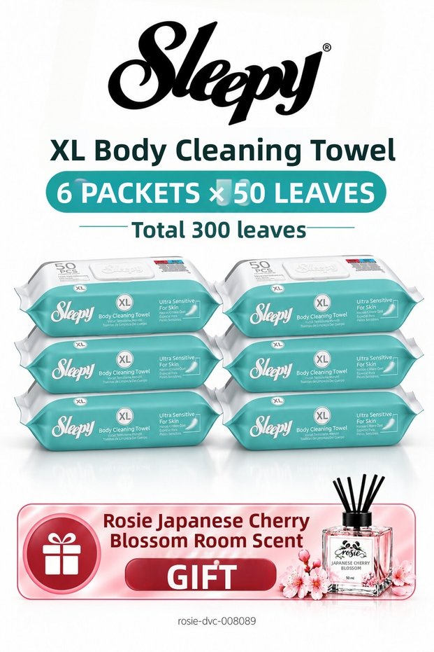 XL Body Cleansing Wipes 6-Piece Mega Set 50 Sheets - Rosie Room Fragrance Gift