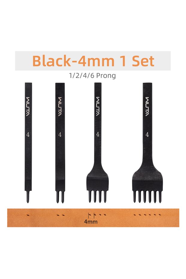 Black 4mm 1 Set WUTA Basic Leather Chisel Tool Diamond Pricking Iron Hole Punch Stitching Leather Cr