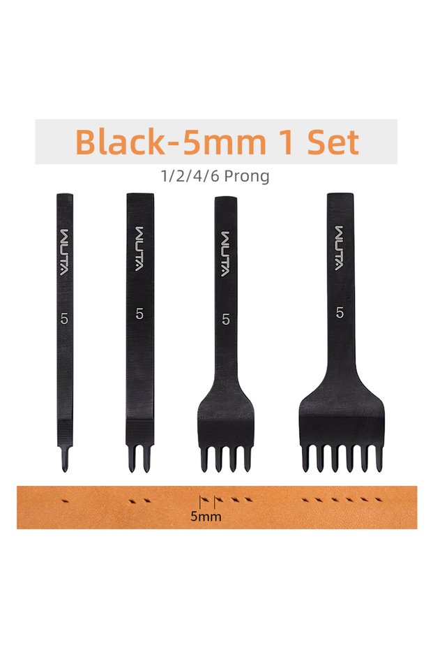 Black 5mm 1 Set WUTA Basic Leather Chisel Tool Diamond Pricking Iron Hole Punch Stitching Leather Cr
