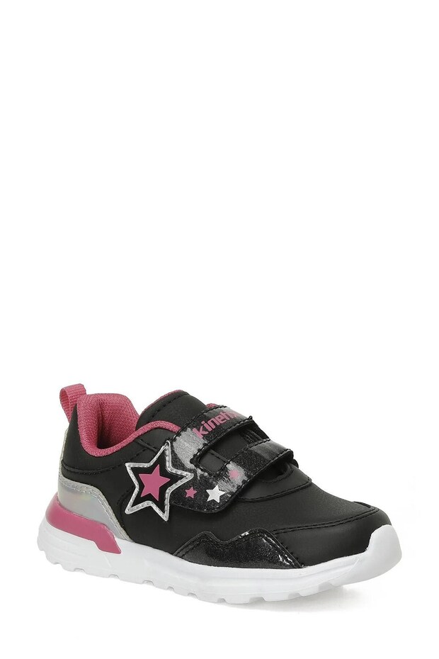 102014841 Rolla Pu Black-Fuchsia-Silver Girls' Sports Shoes