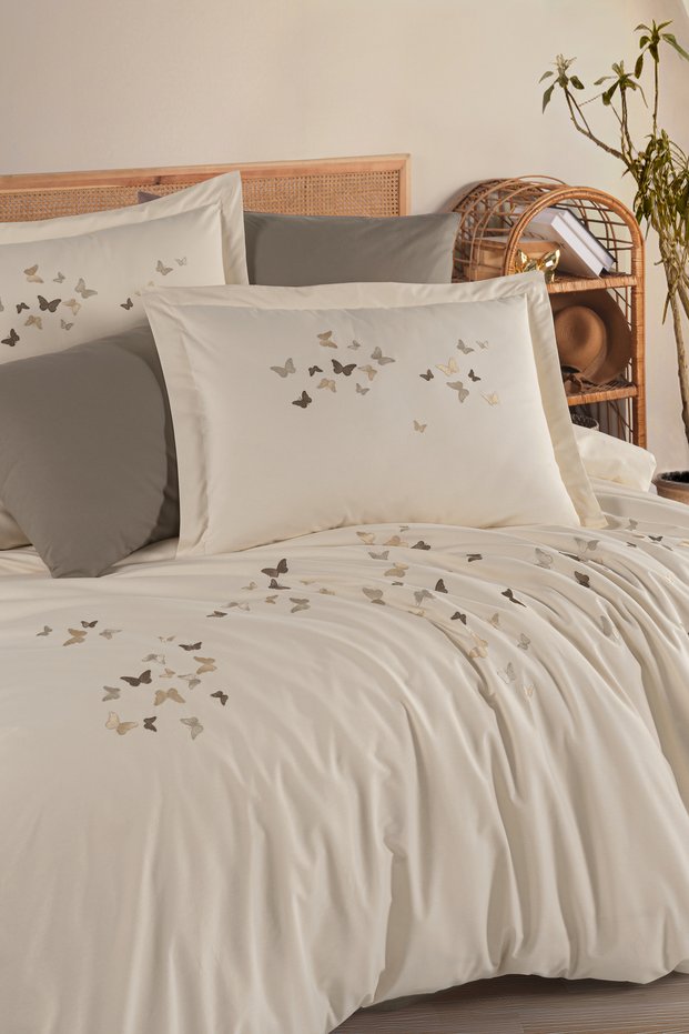 Papillon - 100% Cotton Poplin Duvet Cover Set - Elegance Series