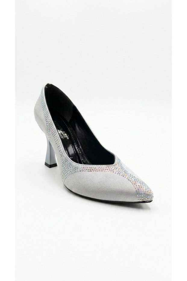 Silver Satin Women's Heeled Shoes 00320.180