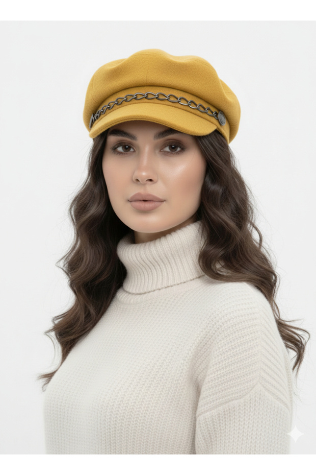 Kaşe Women's Captain Hat - Chain Detailed Beret
