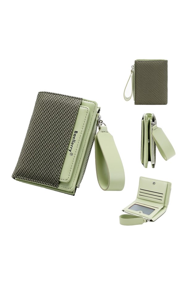Green Baellerry Women's Fashion Zipper Wallet Short Bifold Buckle Coin Purse Multi-slot Card Holder