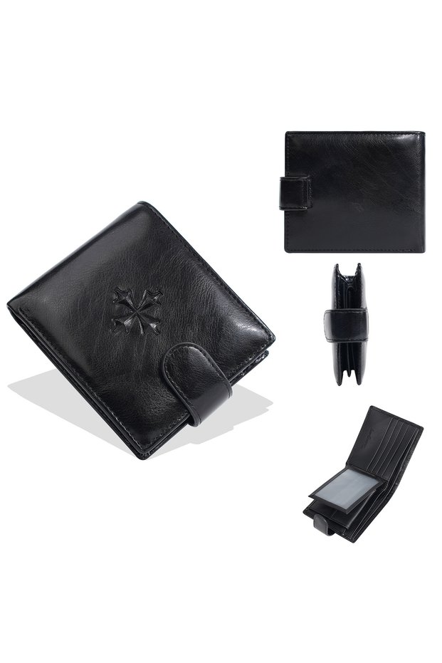 Black Baellerry Luxury Men's Short Wallet Vintage Logo Print Zipper Card Holder with Coin Pocket Mal