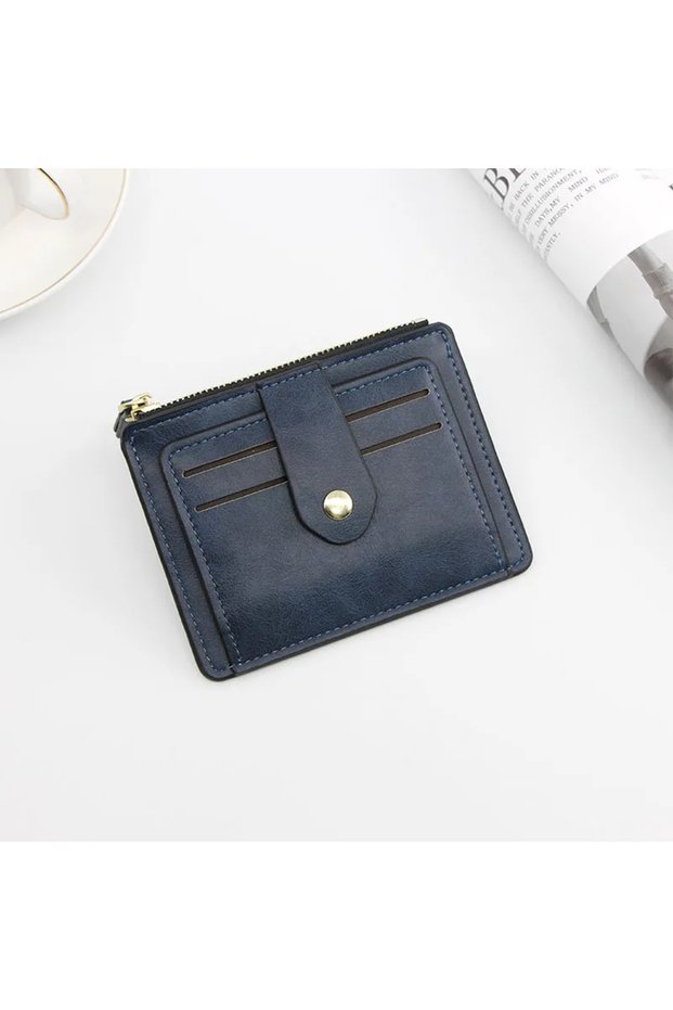 Blue Men Fashion Credit ID Card Holder Wallet Male Slim Leather Wallets with Coin Pocket Luxury Bran