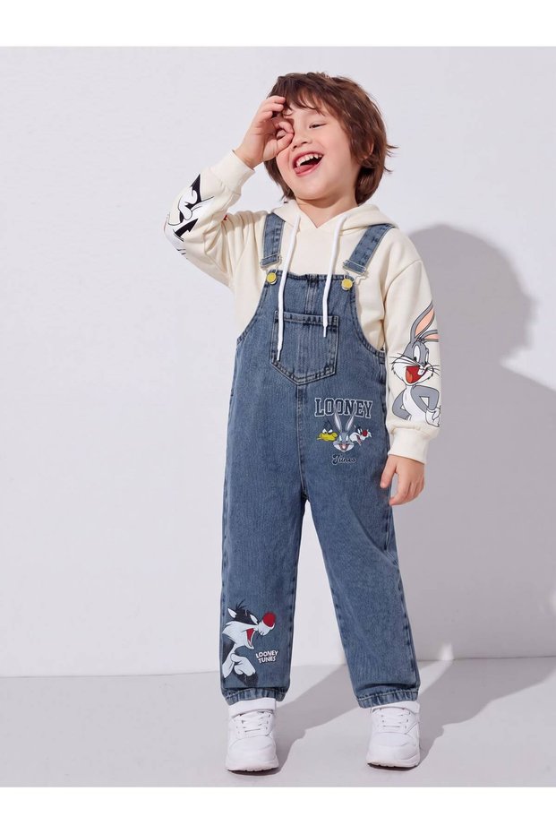 Children's Jeans Trend Salopet Loose Fit Denim 3-6 Years 2 Pieces