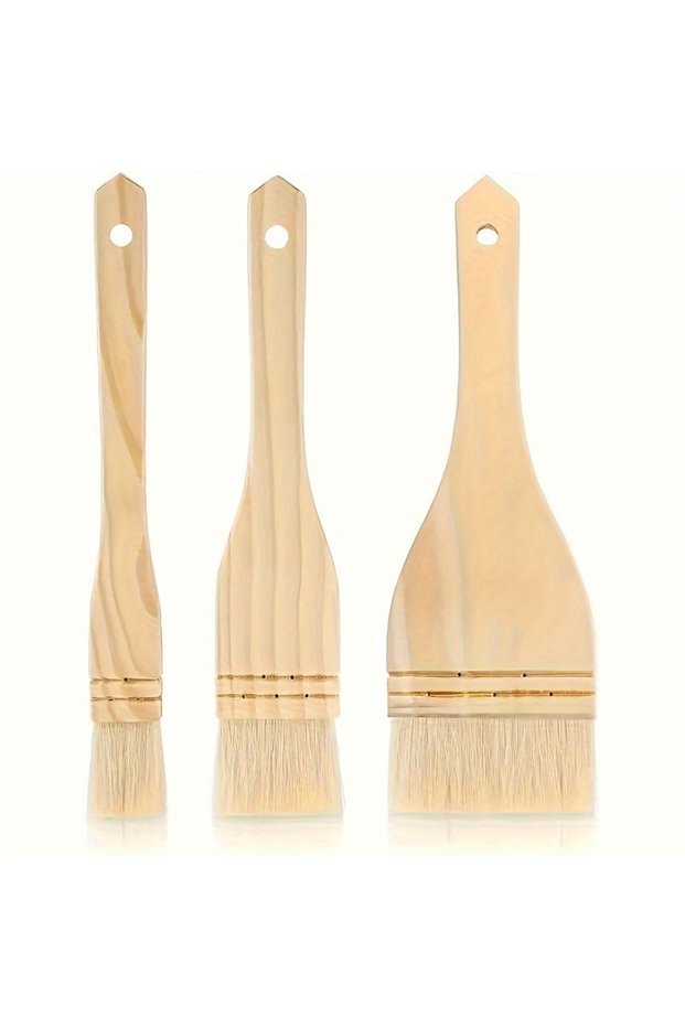 3pcs Hake Brush 3pcs Flat Hake Paint Brushes Artist Painting Brushes Sheep Hair Bristles Wash Brush