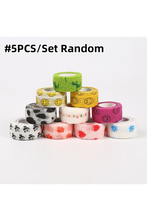 2M 5PCS Random 5Pcs/Lot 2.5cm Wide Colorful Athletic Wrap Tape Self Adhesive Elastic Bandage Elastop