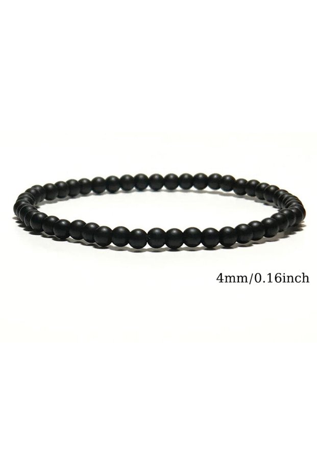 19.5cm onyx4mm Minimalist Natural Onyx Stone Bracelet Men Women 4/6/8/10mm Sizes Handmade Black Matt